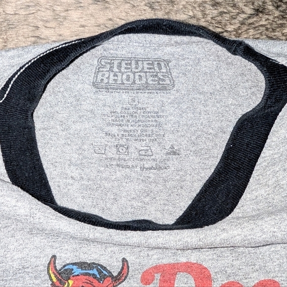 Steven Rhodes Deal With The Devil Ringer Tee Grey Small - Picture 2 of 4